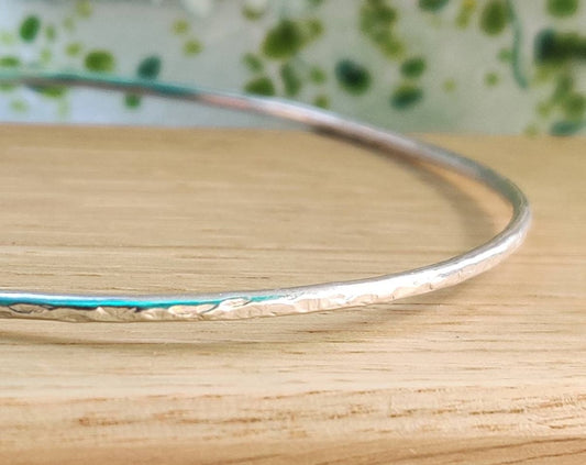 Bangles, hammered silver bangle, stacking bangles