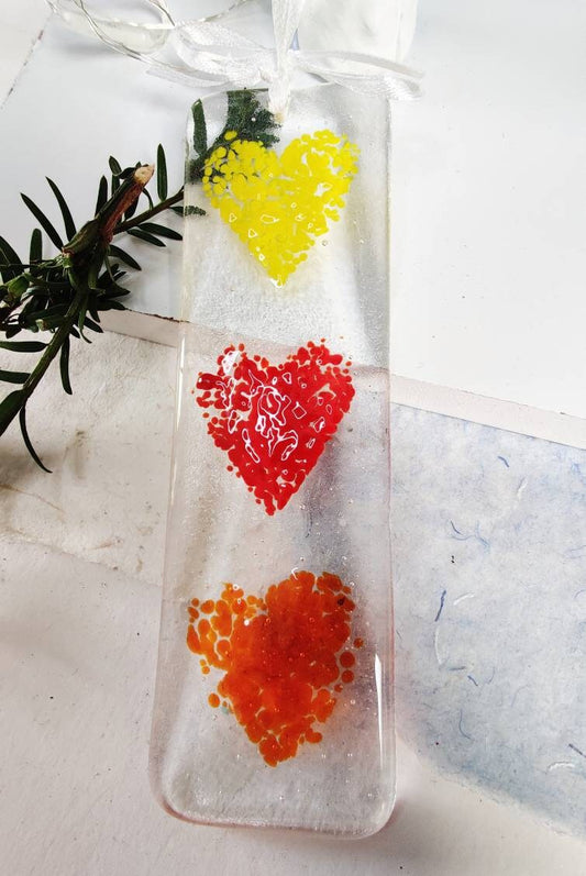 Yellow and orange heart glass