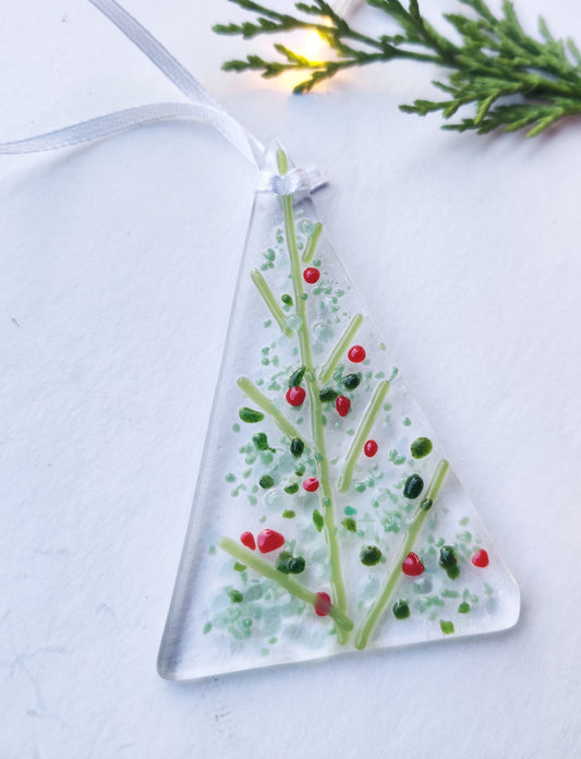Christmas glass tree decorations, green