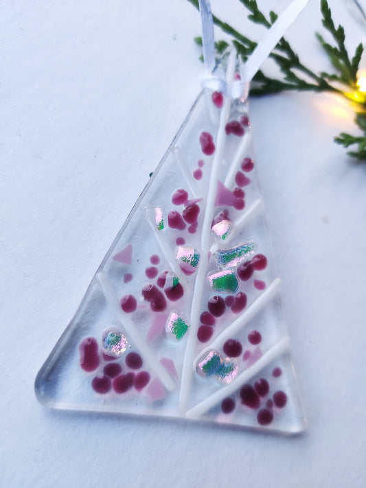 Christmas glass tree decorations, pink