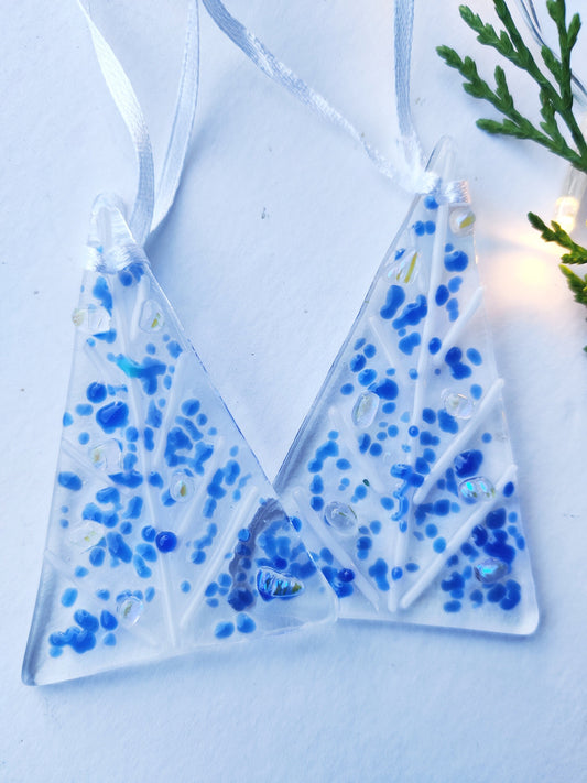 Christmas glass tree decorations, blue