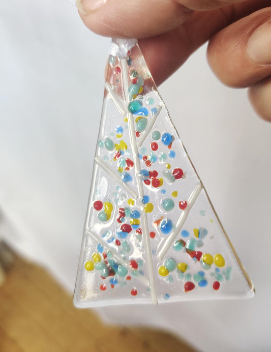 Christmas glass tree decorations, confetti mix