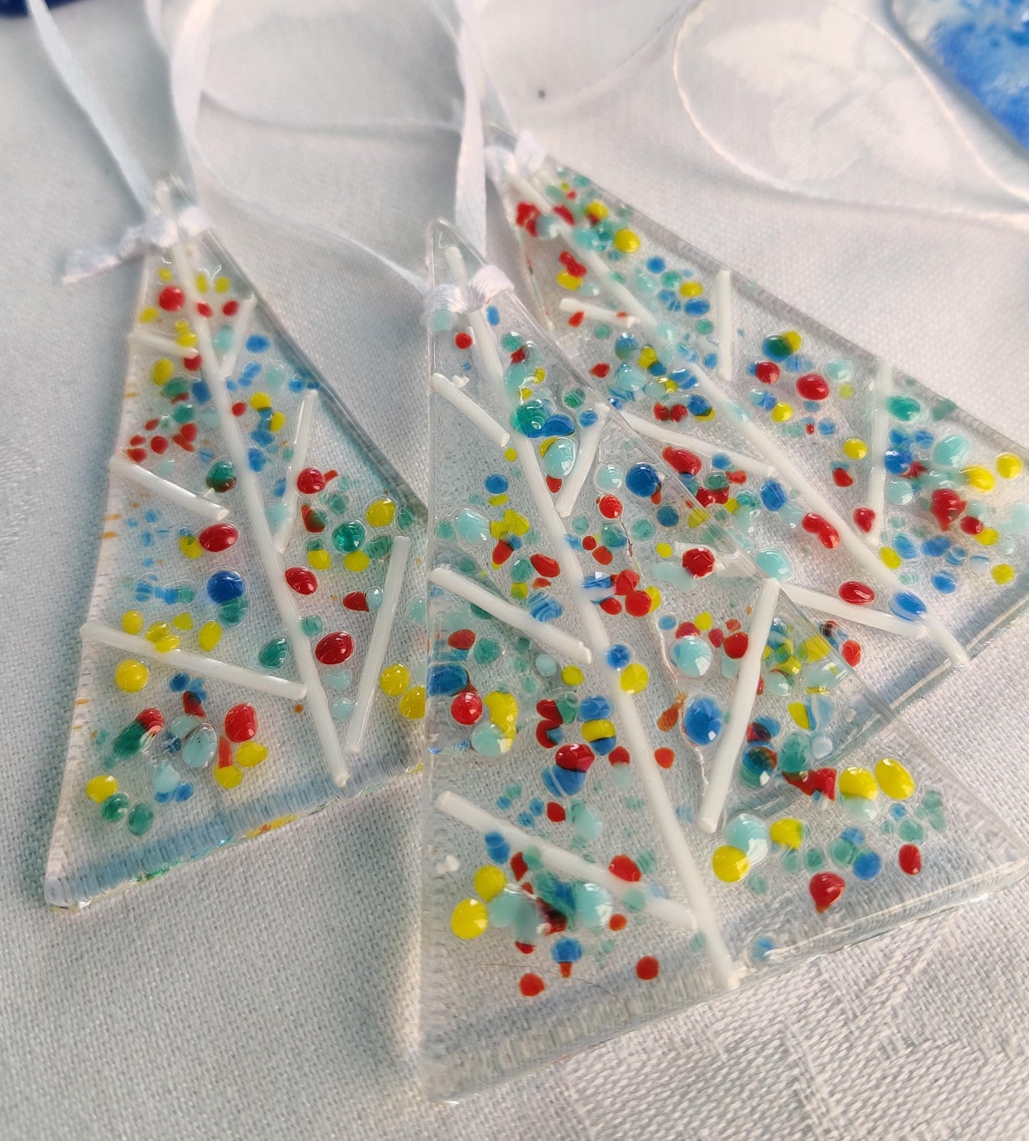 Christmas glass tree decorations, confetti mix
