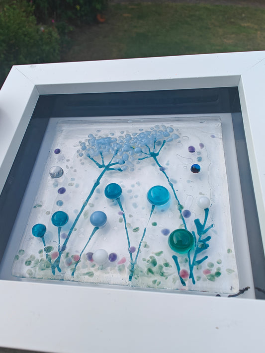 Flower meadow pictures, teal