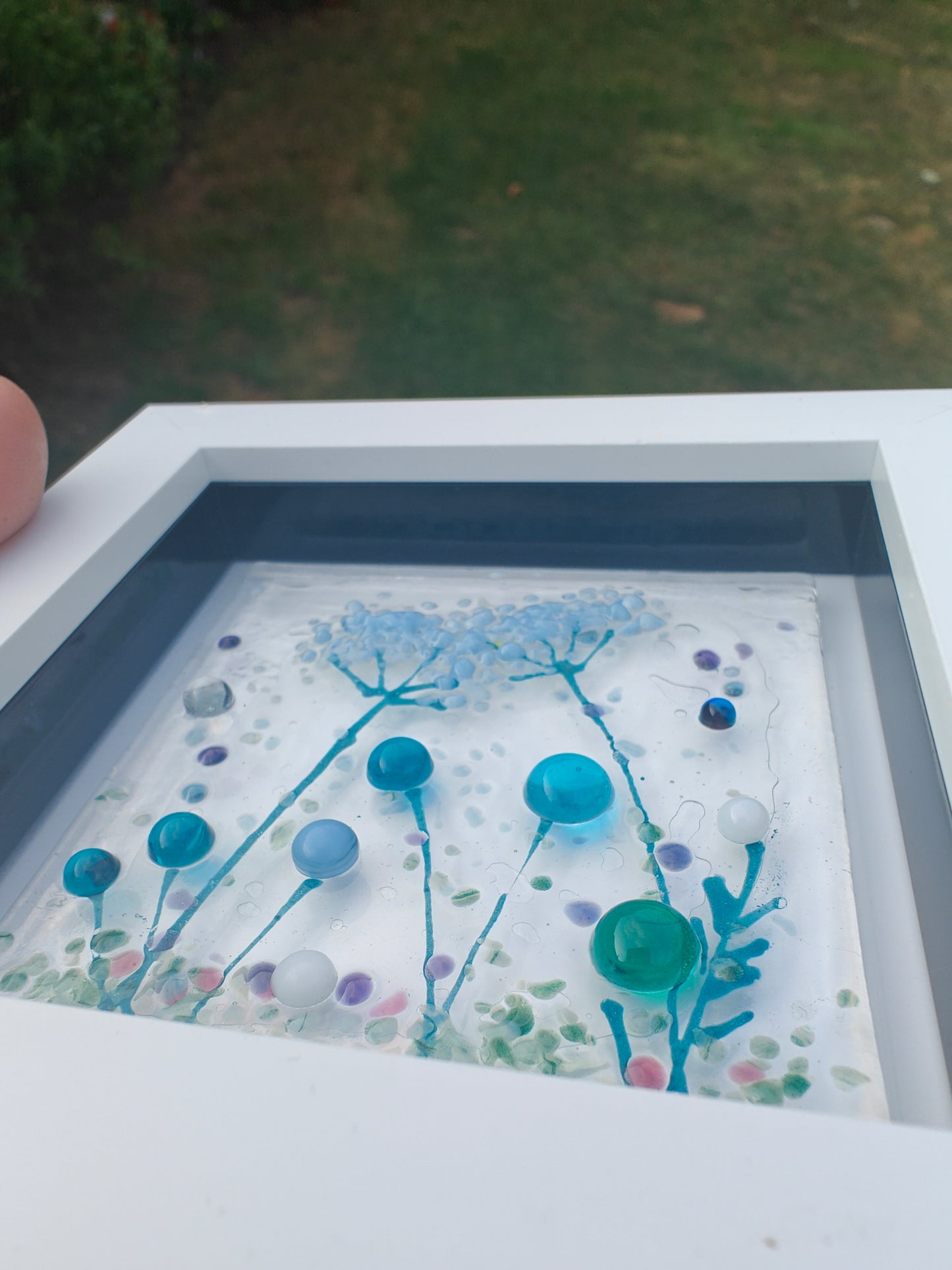 Flower meadow pictures, teal