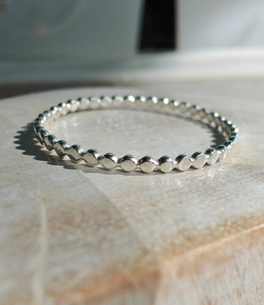 Silver beaded ring, stacking rings