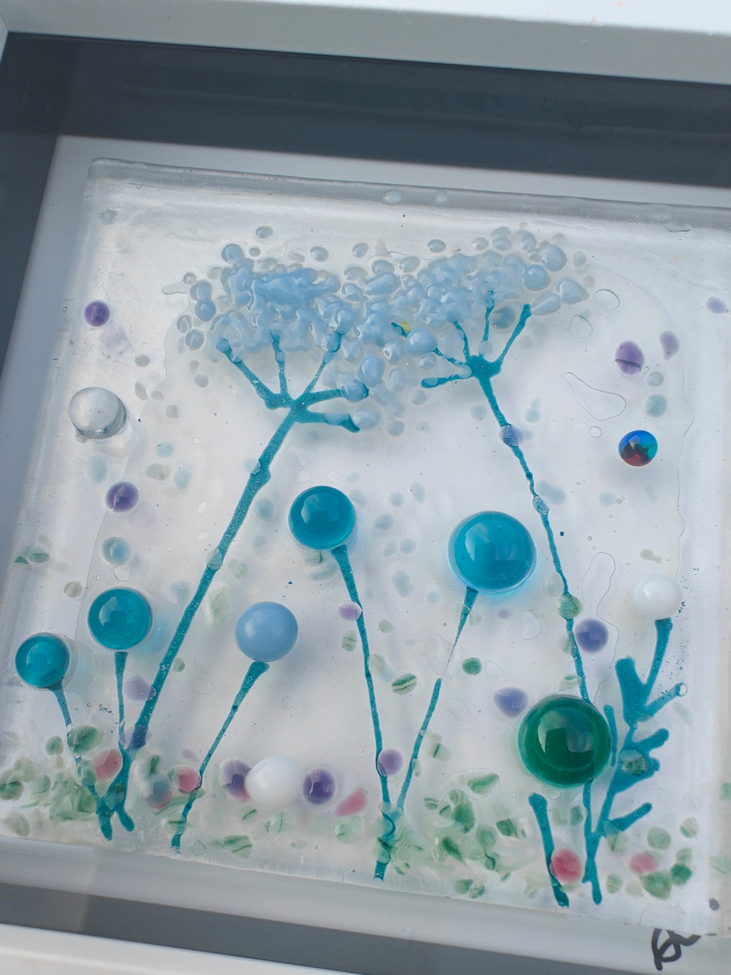 Flower meadow pictures, teal
